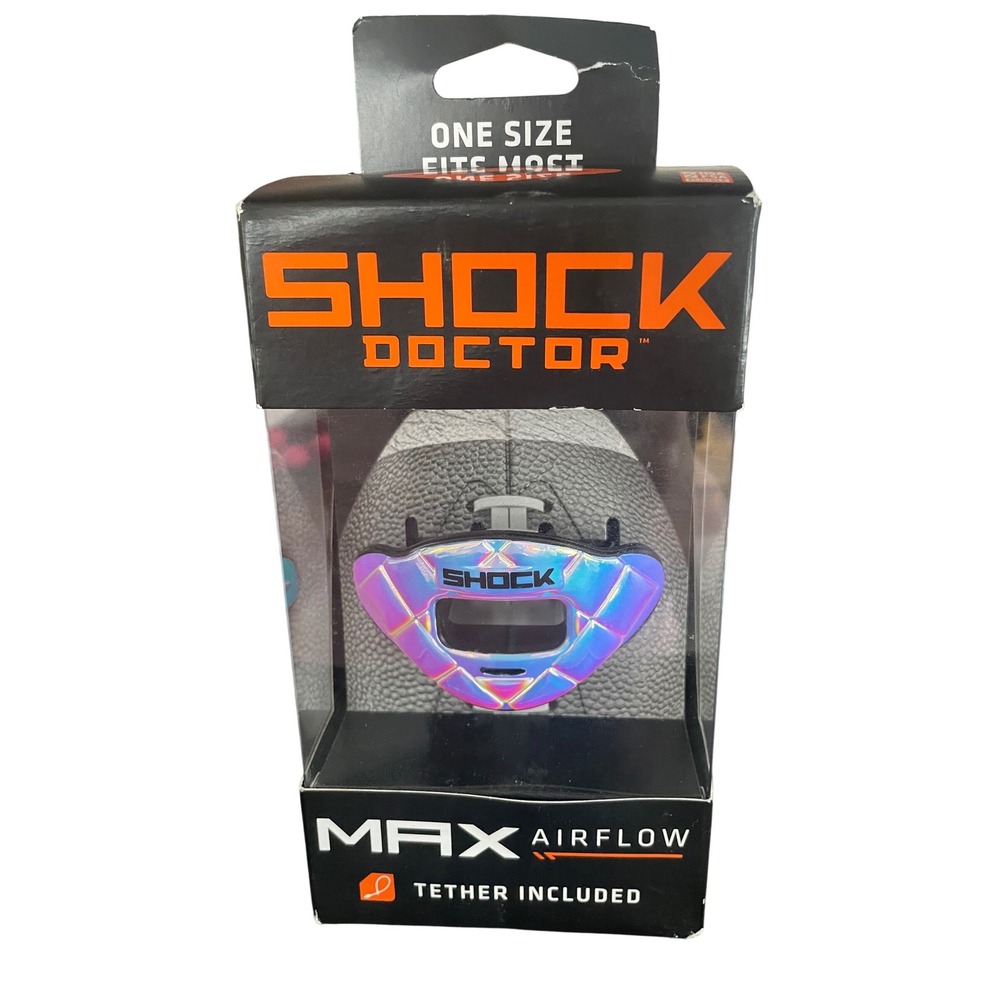 Shock Doctor Max Airflow Lip Guard Football Mouthguard Iridescent Chrome OSFA